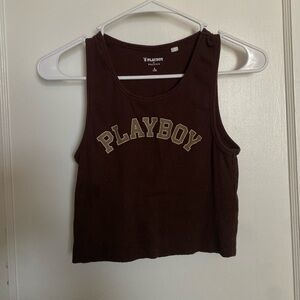 Pacsun, playboy women’s tank top, brown, size small